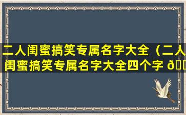 二人闺蜜搞笑专属名字大全（二人闺蜜搞笑专属名字大全四个字 🌸 ）